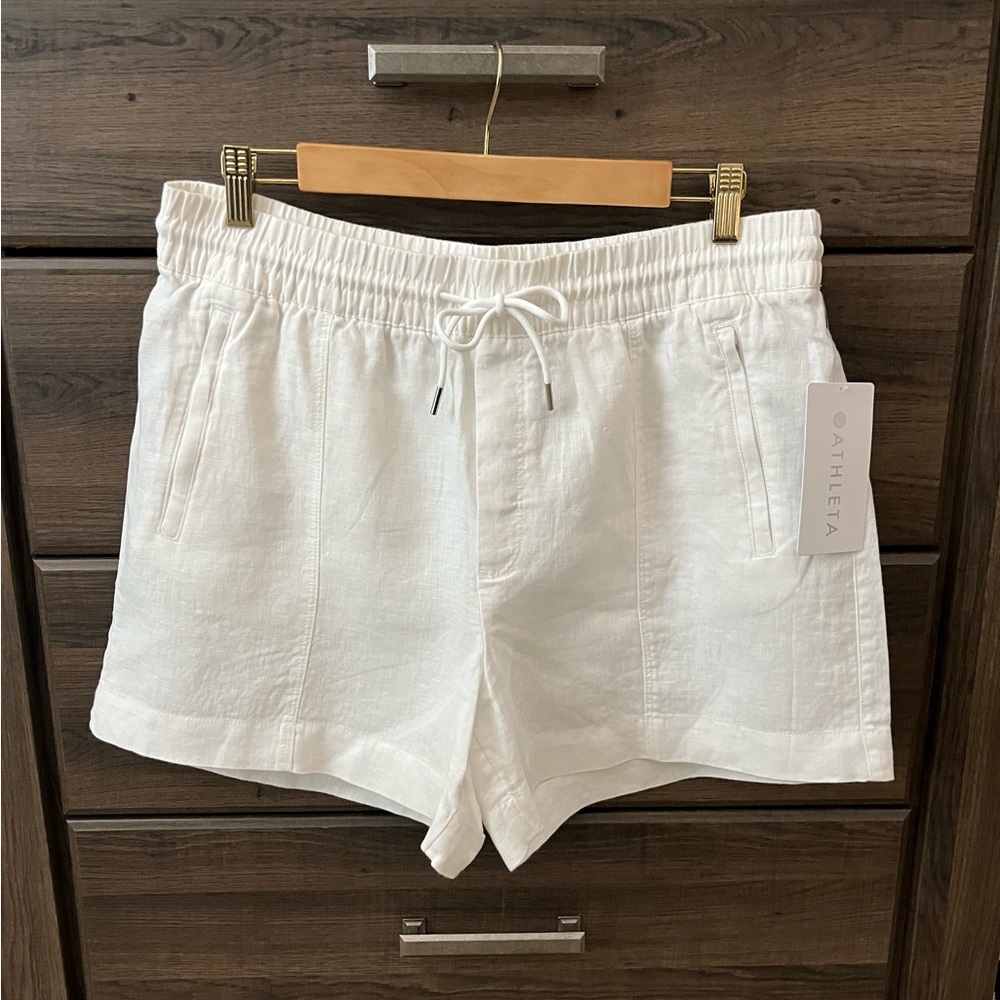 Athleta White Linen Shorts
